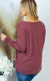 Burgundy long sleeve v neck shirt