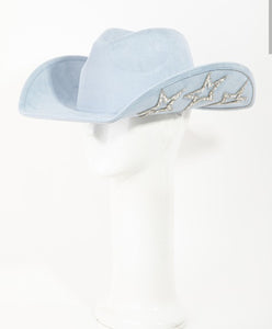 blue hat with rhinestone stars