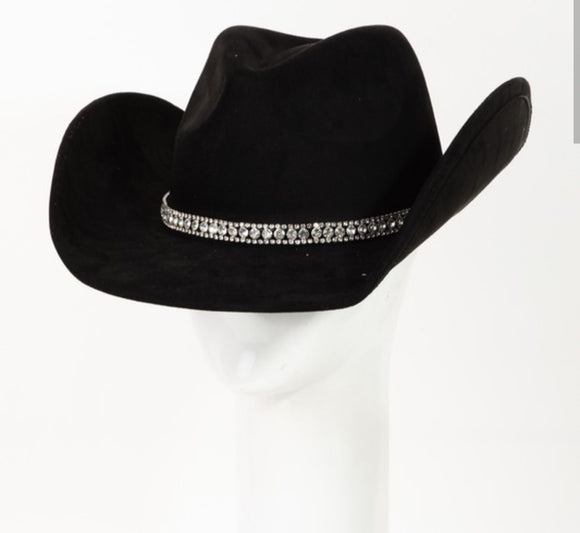 black rhinestone band eyelet cowboy hat