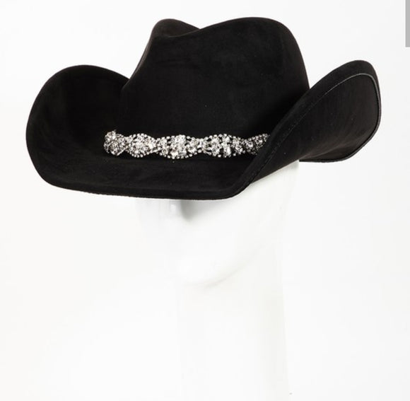 black twisted rhinestone band cowboy hat