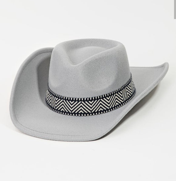 zig zag cowboy hat- grey