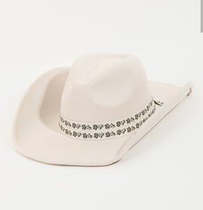 floral hat band cowboy hat- ivory