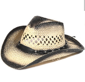 black straw fashion cowboy hat