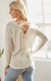 long-sleeve v neck with leopard pocket- ivory