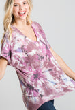 tie dye v neck mauve