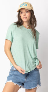 short sleeve twisted hem knit top-mint