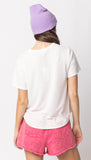 short sleeve twisted hem knit top-white