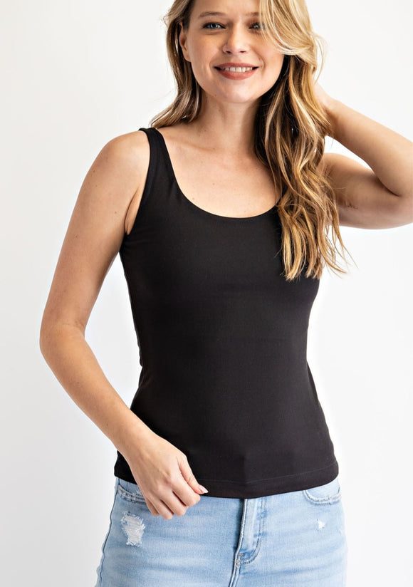 butter soft slimming tank top- black