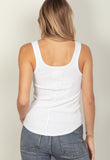 washed casual fitted tank top- white