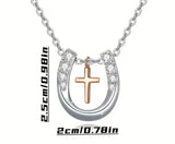 rhinestone horse shoe and cross necklace