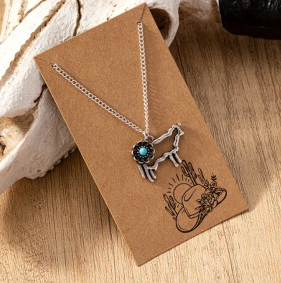 cow necklace with stone