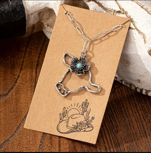 cow head necklace with stone