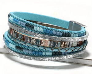 blue bohemian magnetic bracelet