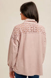 crochet lace contrast French Terry pullover