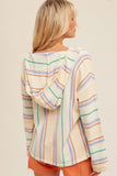 vertical stripe bell sleeve hoodie sweater