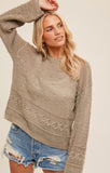 open crochet textured sweater hoodie