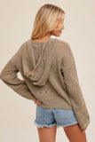 open crochet textured sweater hoodie