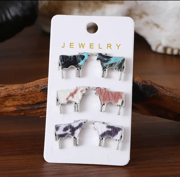 standing cow earrings