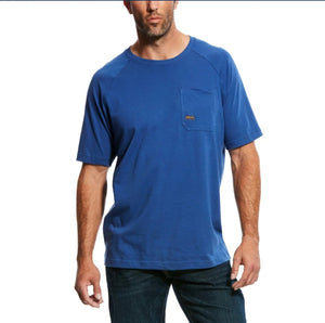 ARIAT 10025377 MENS REBAR COTTON STRONG T-SHIRT, METAL BLUE