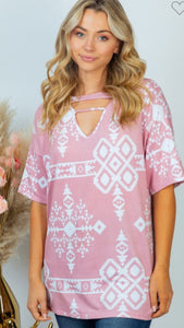 dusty pink aztec tshirt