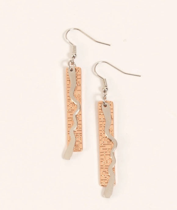 gold Kiann Hammered Bar Earrings