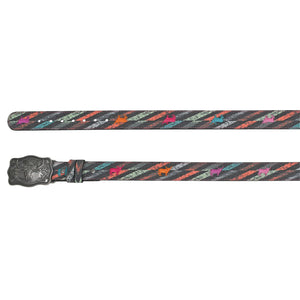 Girls' Multicolor Canvas Steer Embroidered Belt