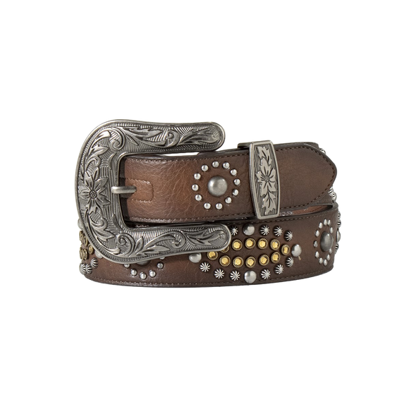 Nocona Ladies Western Studded Brown Leather Belt N320000302