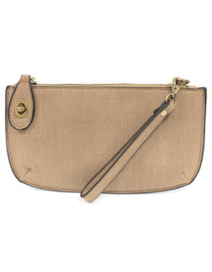 Cocoa Faux Linen Mini Crossbody Wristlet Clutch