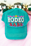 DISTRESSED BLACK 'RODEO BABE' CAP