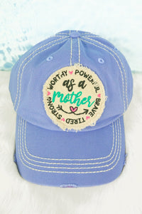 DISTRESSED IRIS 'AS A MOTHER' CAP