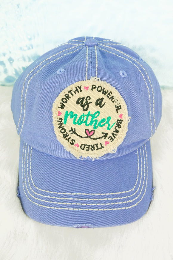 DISTRESSED IRIS 'AS A MOTHER' CAP