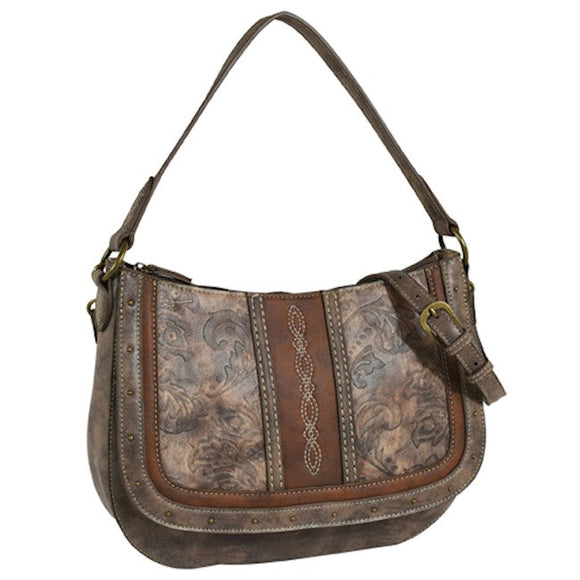 Justin Womens Hobo Bag Weathered Tooling 2161594