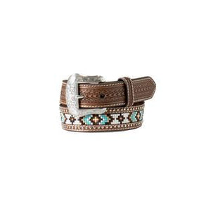 Nocona Western Belt kids Basketweave Beaded Inlay Brown N4442502