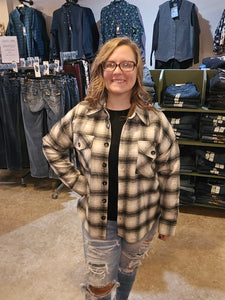 EXTENDED SHOULDER PLAID SHACKET