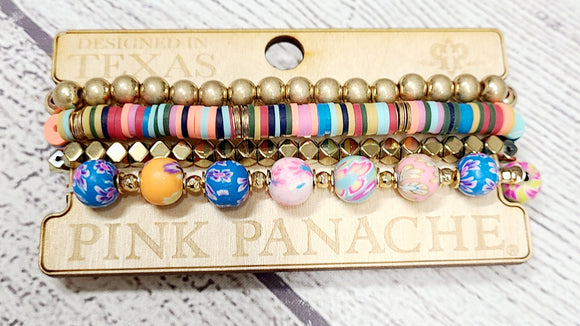 4 stretchy strand bracelet sets by pink panache- neon