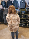 khaki aztec button down shacket