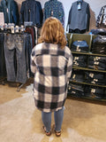 blue hued plaid longer shacket