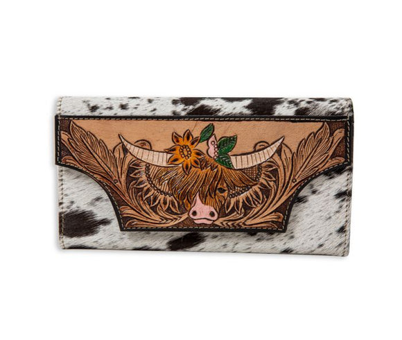 BLOOMIN’ STEER HAND-TOOLED WALLET