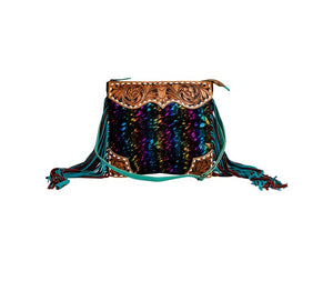 GALAXY FIRE FRINGED HAND-TOOLED BAG