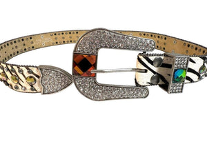 nocona zebra belt with mermaid rhinestones