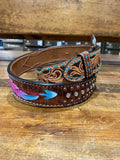 Angel Ranch Ladies Tooled Tab Feathered Arrow Brown Belt D140001308