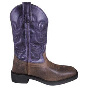 SMOKY MOUNTAIN KIDS TUCSON BROWN OIL DISTRESSED/DARK PURPLE BOOTS 3222C