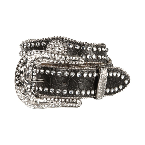 Nocona Girl's Faux Croc Print Ball Chain Edge Belt Black 22

#n4426001