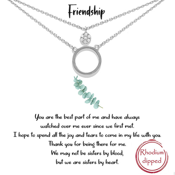 RHODIUM DIPPED CUBIC ZIRCONIA FRIENDSHIP NECKLACE