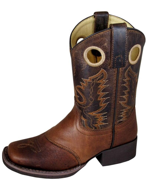 Smoky Mountain Western Boots Boys Luke Square Toe Brown Embossed 2481