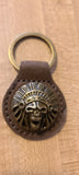  Montana West Real Leather Indian Chief Skull Key Fob 1Pcs