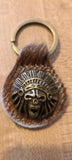 Montana West Real Leather Hair-On Cow-hide Indian Chief Skull Key Fob/Key Chain 1Pcs