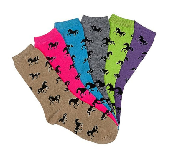 Awst Ladies Crew Cut Horse Print Socks #A813