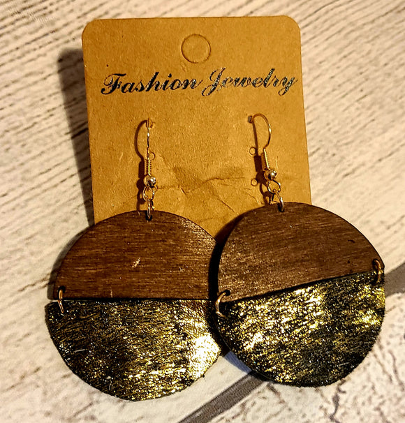 earring gold and wood