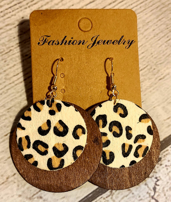 wood cheetah earring